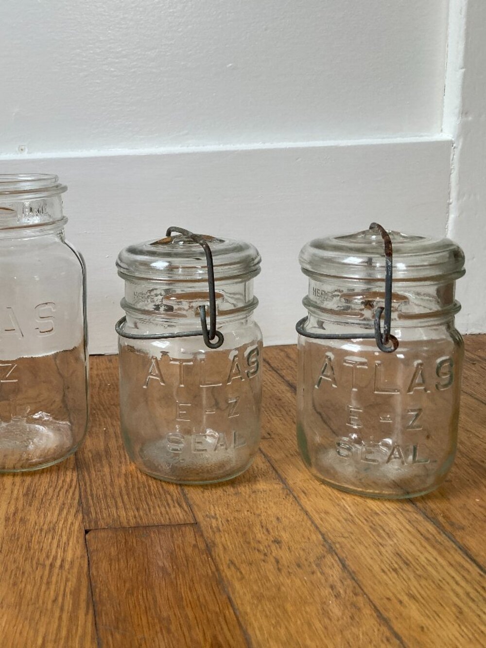Vintage Set of 4 - Atlas E-Z Seal Glass Mason Jars